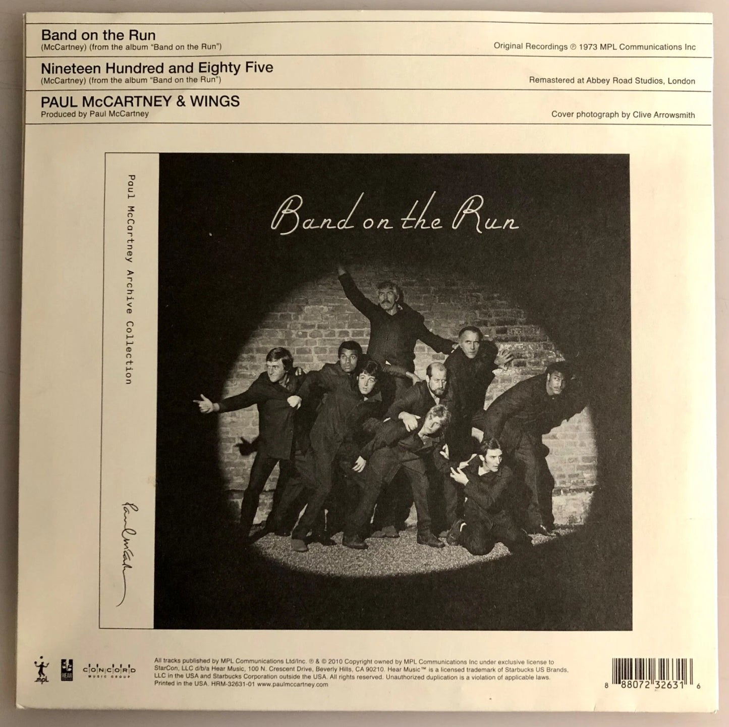 Paul McCartney & Wings / Band on The Run / 2010 Starbucks 45rpm Mint Condition