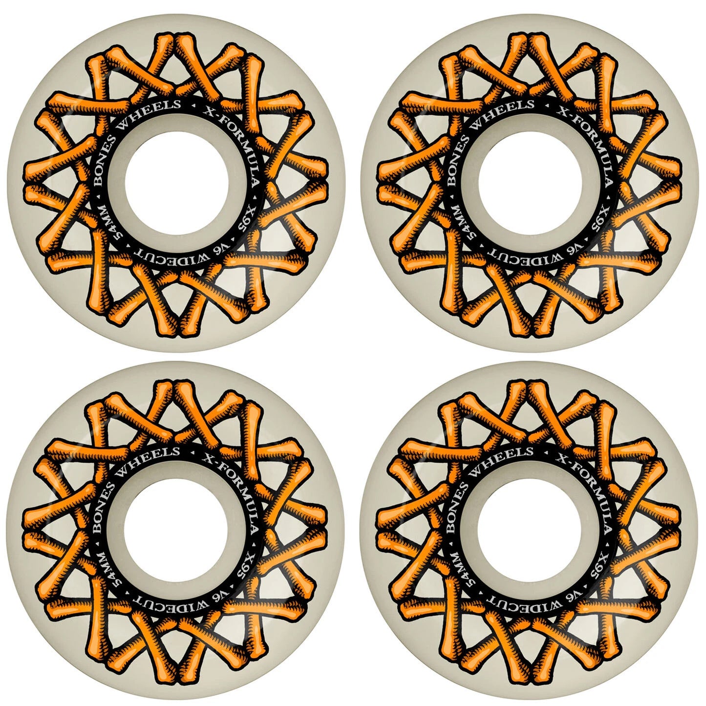BONES WHEELS X-Formula Skateboard Wheels XF 54mm V6 Widecut 95A 4pk