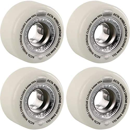 Ricta Wheels Chrome Clouds White/Black Skateboard Wheels - 54mm 92a (Set of 4)