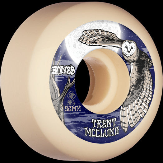 BONES WHEELS PRO STF SKATEBOARD WHEELS TRENT MCCLUNG BARN OWL 52MM V5 SIDECUT 99A 4PK