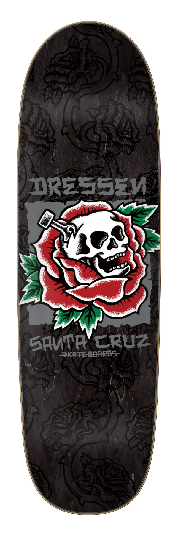 Santa Cruz 9.25″ x 31.95″ Dressen Skull Rose Pro Shaped Deck