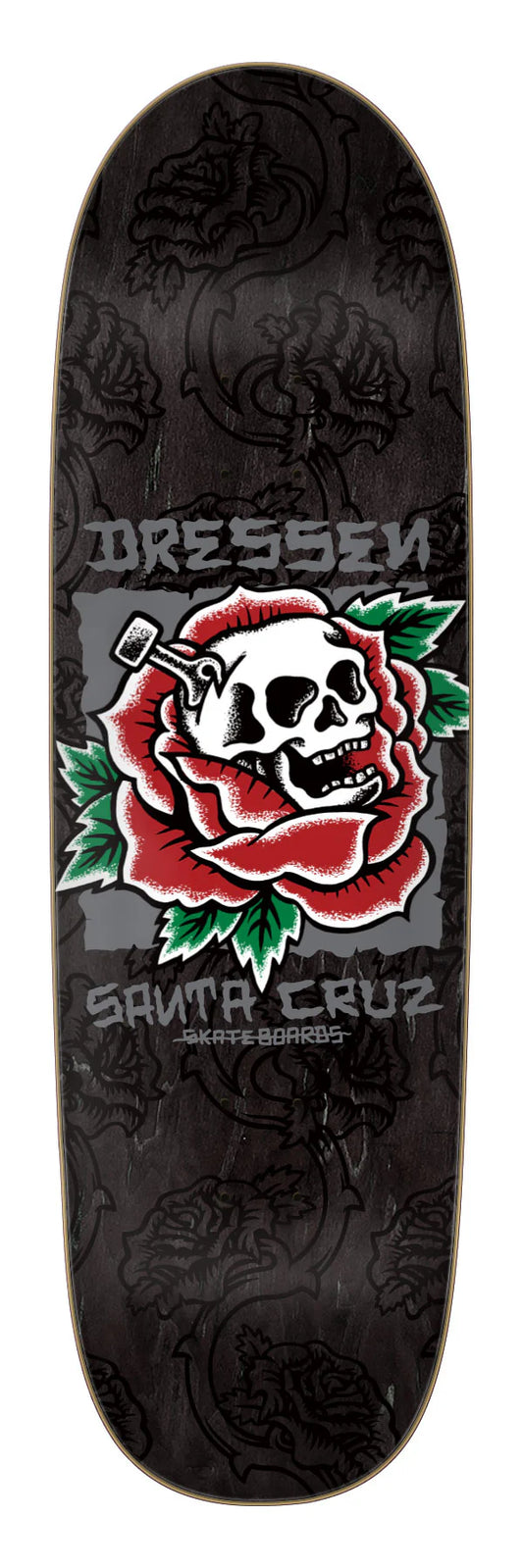 Santa Cruz 9.25″ x 31.95″ Dressen Skull Rose Pro Shaped Deck