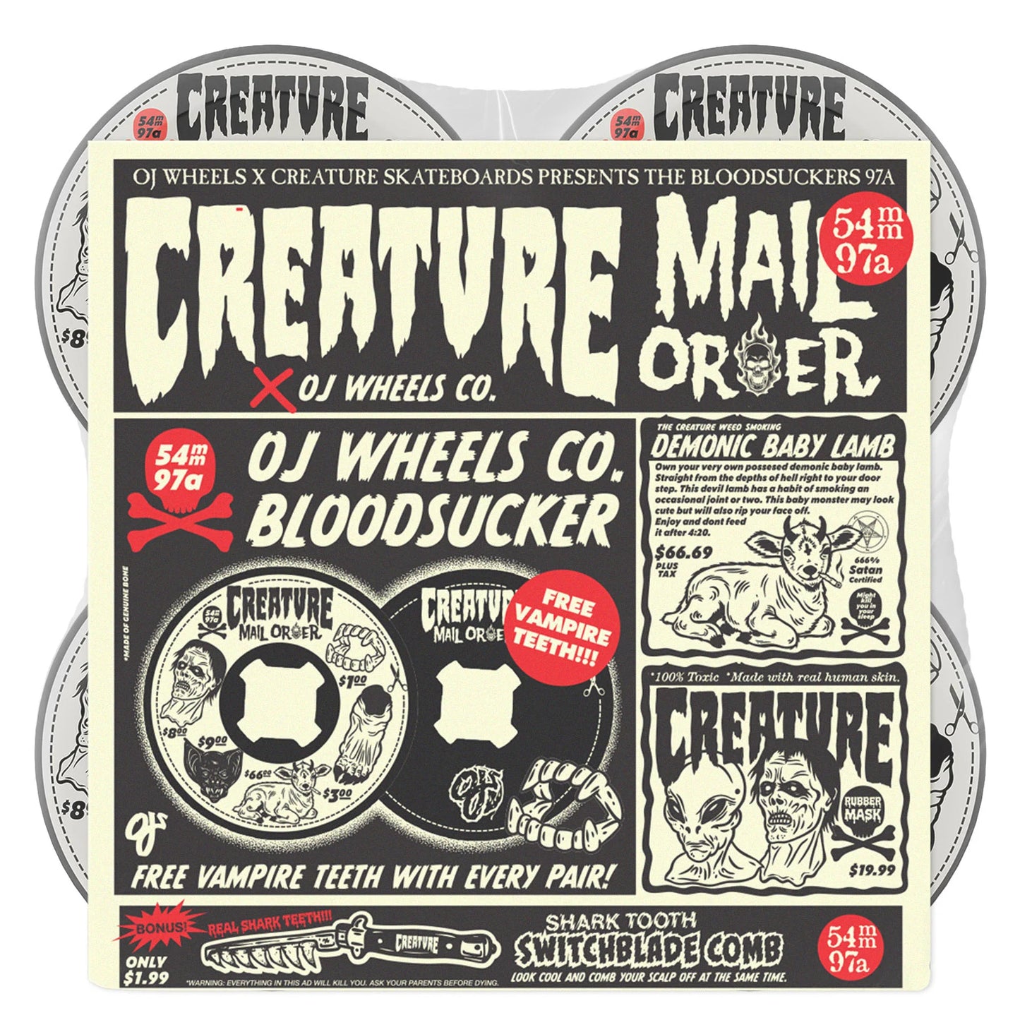 54mm Creature Mail Order Bloodsuckers 97a OJ Skateboard Wheels