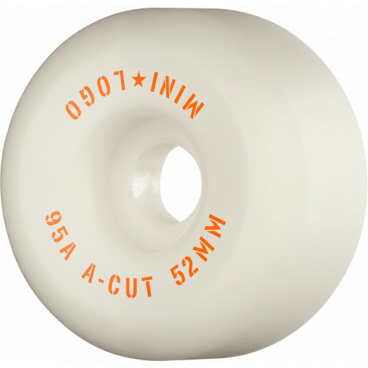 MINI LOGO SKATEBOARD WHEELS A-CUT "2" 52MM 95A WHITE 4PK