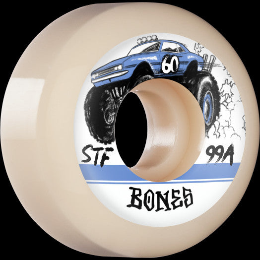 BONES WHEELS Wheel Core Non Wheel Diameter 54mm Wheel Width 31mm Wheel Hardness 84B = 104a Wheel Formula SPF Wheel Color White Wheel Suggested Use Skateparks Wheel Surface Smooth Wheel Shape P5