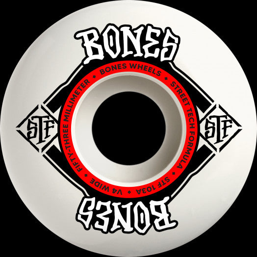 BONES WHEELS STF Skateboard Wheels Wide  V4 103A 4pk White