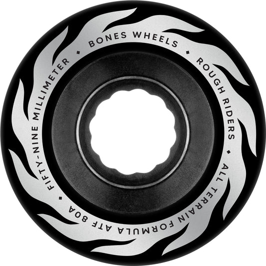 BONES WHEELS 80A ATF ROUGH RIDERS ETERNAL FLAME BLACK 59MM