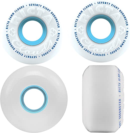 Ricta Wheels Clouds White / Blue Skateboard Wheels - 60mm 78a (Set of 4)