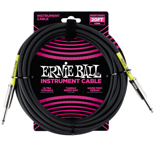 ERNIE BALL STRAIGHT INSTRUMENT CABLE - BLACK & WHITE
