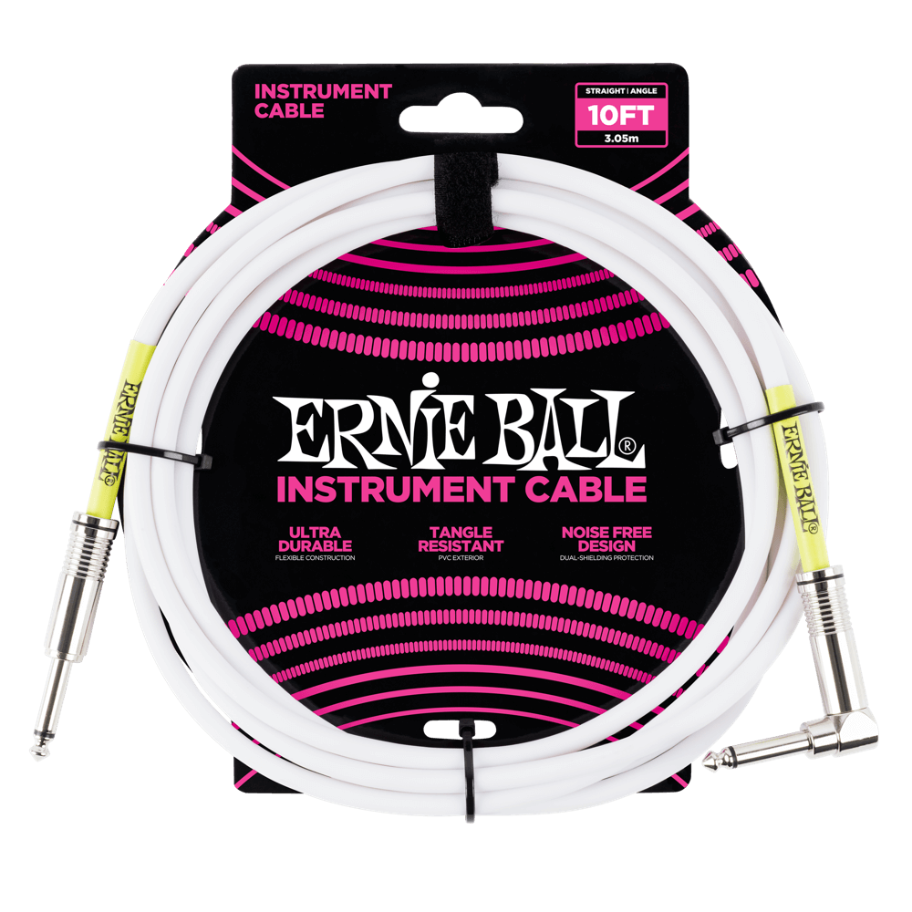 ERNIE BALL STRAIGHT INSTRUMENT CABLE - BLACK & WHITE