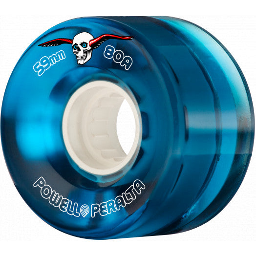 Powell Peralta Clear Cruiser Skateboard Wheels Blue 59mm 80A 4pk
