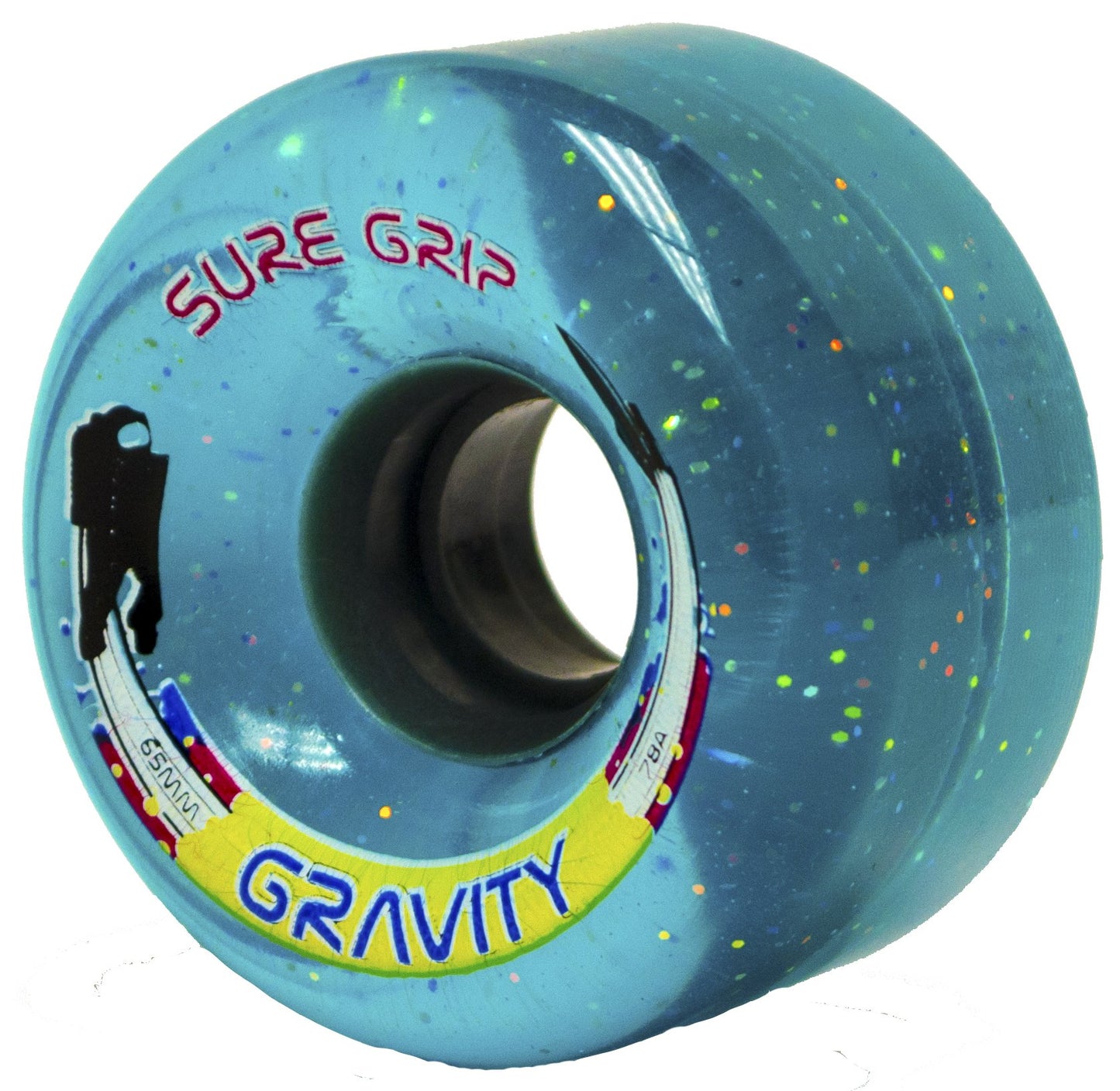 Sure-Grip Gravity Glitter Roller Skate Wheels Blue 62mm 78A