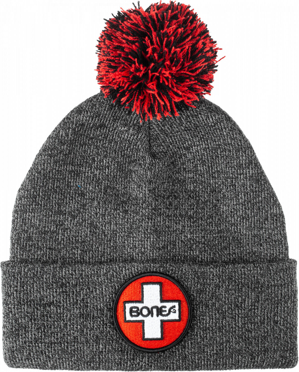 Powell Peralta BONES SWISS CIRCLE POM Skateboard Beanie RED/BLACK